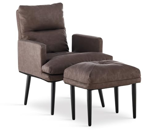 TUKAILAI Relaxsessel mit liegefunktion,Fernsehsessel mit Hocker,Ohrensessel mit Metallbeinen Fußhocker,Liegesessel mit schlaffunktion,Polstersessel,Sessel Wohnzimmer,tv Sessel, Kunstleder Hellgrau