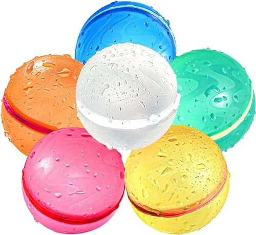 6 Stück Wasserbomben Wiederverwendbar,Wiederverwendbare Wasserbomben, Eine Sekunde Schnellfüller Magnetische Wasserbomben, Strandspielzeug Pool spielzeug für Sommer Draussen (Normale Version)