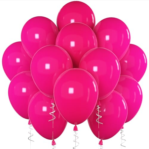 Jobkoo Hot Pink Balloons, 12 Inch 30 Pcs Bright Neon Pink Party Balloon Fuschia Magenta Latex Helium Balloons for Women Girls Princess Birthday Wedding Bridal Shower Summer Tropical Party Decor