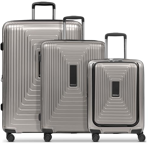 REDOLZ Hartschalen Koffer-Set-3-teilig | S 55 cm Laptopfach + M 66 cm + L 77 cm | Dehnfalte erweiterbar | Ultra-leicht | 4-Rollen & TSA (Essentials 14)
