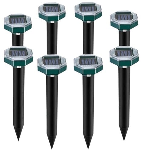Eozfly Maulwurf Vertreiber Solar Ultraschall, 8 StüCk Maulwurfschreck Mole Repellent, Ip65 Wasserfester WüHlmausschreck, Solar Maulwurfsvertreiber FüR WüHlmaus MaulwüRfe Vertreiben WüHlmausfalle