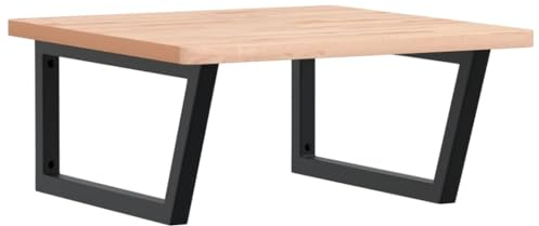 vidaXL Waschtischplatte mit Halterung, Holzplatte Waschtischkonsole Wandmontage, Waschbeckenplatte Wandkonsole Wandregal, Stahl Massivholz Buche