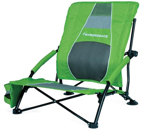 STRONGBACK 2.0 Low Gravity Supporto lombare integrato, sedia da spiaggia pieghevole portatile resistente per adulti, verde lime, standard