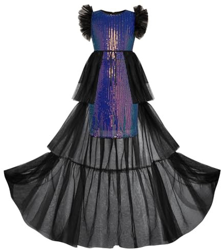GRACE KARIN Abito Formale per Bambina Abiti con Paillettes+Gonna tutù per 13-14 Anni Blu-Viola