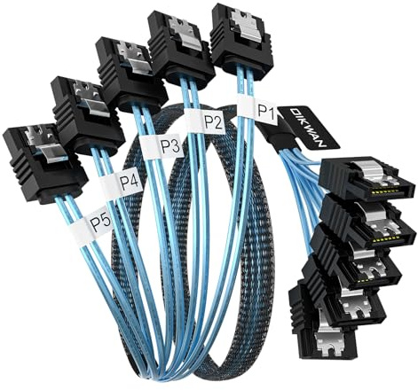 OIKWAN SATA-III Cable, 5Pcs/Set 6Gb/s -SATA Cable, 7pin Flexible SATA Cable, Straight SATA Data Cable Replacement for Bitcoin Computer-Server CD DVD Drives Raid HDD-SSD Data Cable (1.6FT)