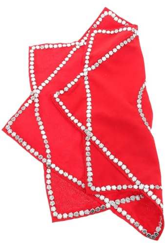Abaodam Dance Handkerchief Octagonal Small Scarf Red Silk Performance Prop for Adults and Children Spring Festival Stage Dance Play Scarf