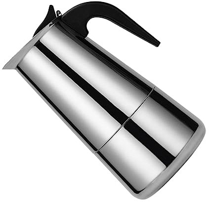 WATIIFUFU Edelstahl Kaffeekanne für 9 Tassen 450ml mit Kühlem Griff Geeignet für Cappuccino Latte und Mokka für Herd Büro und Zuhause
