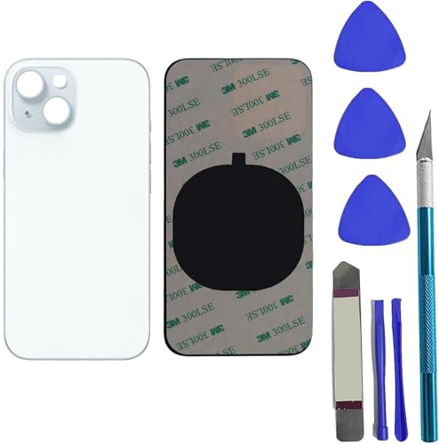 Peixiong 15 Rear Back Glass Cover Replacement for iPhone 15 Back Glass Replacement 6.1-inches with Pre-Installed Adhesive + Reparing Tool Kit (Blue)