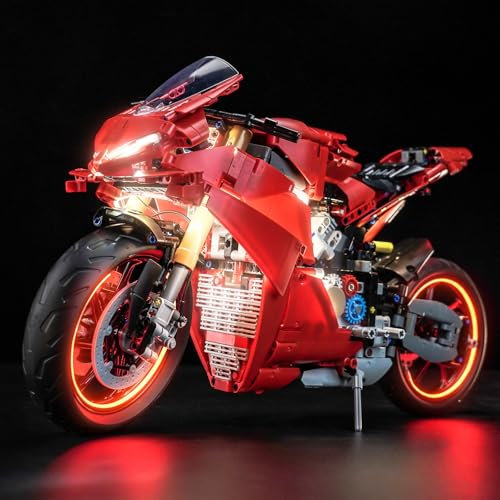 LocoLee Licht Set Kompatibel mit Lego Ducati Panigale V4 S Motorrad, Nur Lichter Set - Kein Modell, Licht Beleuchtung Set Compatible with Lego Ducati Panigale V4 S Motorcycle 42202