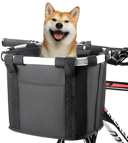 Front Bike Basket, Detachable Cycle Front Basket Dog & Cat Baskets Carrier Adult Bike Basket Easy Install/Remove Pet Bicycle Carrier with Spacious Interior and Handles for Commuting & Shopping