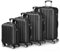 LALAHO Kofferset 4 teilig, Reisekoffer Set, Hartschalen Koffer Set aus ABS, Gepäckset mit Teleskopgriff, Handgepäck, Schwarz