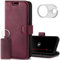 SURAZO Custodia in pelle per Apple iPhone 16e, con protezione per fotocamera e supporto, in vera pelle, con scomparto per carte di credito, protezione RFID, realizzata a mano (bordeaux)