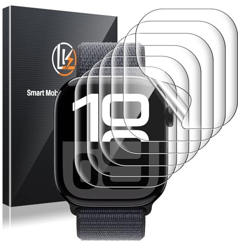 LK 6 Piezas Protector de Pantalla para Apple Watch Series 10 46mm, Sin Burbujas, a Prueba de polvo, HD Transparente, TPU Suave, Protector de Pantalla de Cobertura Total Para iWatch Series 10 46mm