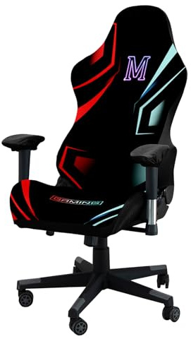 JinZao Copri Sedia Gaming Elasticizzata,Coprisedia Gaming Con Braccioli E Schienale,Copri Sedia Da Ufficio In Poliestere Con Motivo A Lettere, Rimovibile Per La Pulizia(M)