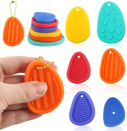 Gosknor 6stk Zappelspielzeug Erwachsene Sensorische Geschenke Leise Strukturierte, Weiche Handschmeichler Angstlinderung Teenager Beruhigendes Reisespielzeug mit Perlenkette für Autistische Kinder