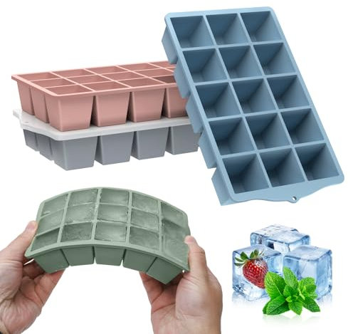 ZUIMENG Eiswürfelform Silikon mit Deckel, Vier Farben 4 Stück Eiswürfel Form Silikonform BPA Frei, Stapelbar Eiswürfelbehälter Eiswürfelformen für Babybrei Cocktail Whiskey Kaffee Eiscreme