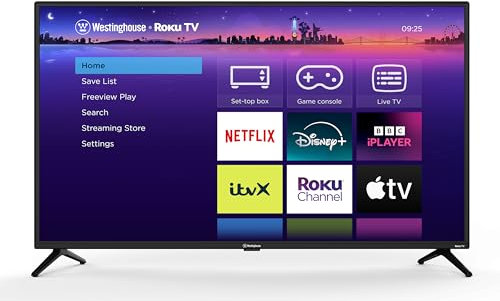 Westinghouse Roku 40 Full HD 1080p Smart TV, with Dolby Audio,HDR,Apple TV+,BBC, Netflix, Freeview Play,Dolby Vision Television with HDMI USB Port,40 inch Large Screen Television