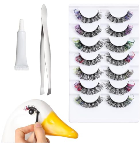 Wimpern in Bündeln, 7 Paar falsche Wimpern, mehrfarbig, Schönheitszubehör für Nachtpartys und Veranstaltungen