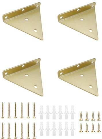 Schwebende Regalhalterung, 4 Stück Dreieckig Regalhalterung Unsichtbar, Schwerlast Wandregal Halterung, Wandhalterung Regalträger für Bücherregal, Lagerregal, Gold