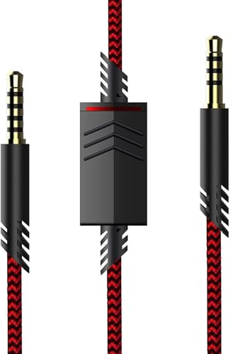 BABIBAOBEI Durability Braide 3.5mm Music Cable For A10/A40 Gaming Headsets Cord With Gold Plate Connectors Inline Mute Music Gaming Headsets