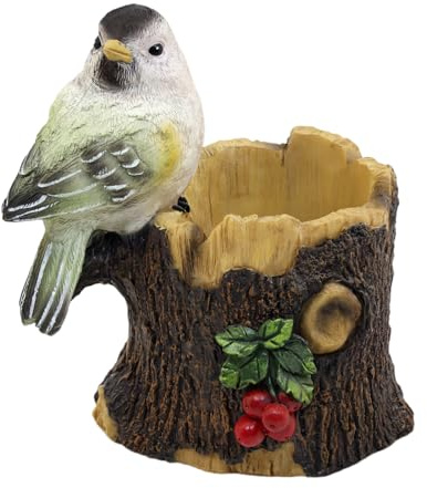 Bird Figurine Planter,Decorative Pot for Indoor and Outdoor Use,Pen holder | Resin Construction | Animal Figurines | 2-in-1 Planter And Pen Holder | Succulent Pots | Indoor Outdoor Garden Decor
