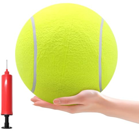 Riesiger Tennisball 24cm grün-Hundespielzeug für große Hunde | Hundeball, Aufblasbar, Herding-Ball, Inklusive Luftpumpe und Nadel, Hundespielzeug ball
