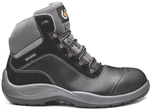 Base Protection B0119 Beethoven S3 Safety Shoe Lace-Up Fastening | Black/Grey, 9, Leather Lined, Anti-Static Footwear, Steel Toecap, Hydrocarbons Resistant, Water Resistant, Construction