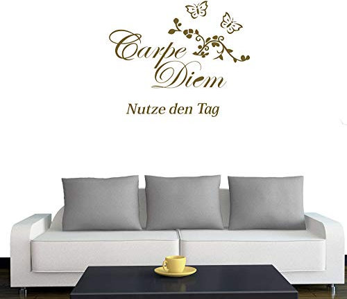 A601 Wandtattoo Carpe Diem 70cm x 60cm gold (erhältlich in 40 Farben und 3 Größen)