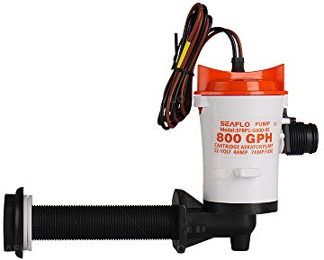 Seaflo Bomba de Cebo en ángulo/Livewell Serie 05 de 800 GPH, 12 V CC, Motor Desmontable, aireador Sumergible Resistente a la corrosión para Uso en Agua Dulce y Salada. Certificado CE y Rohs.