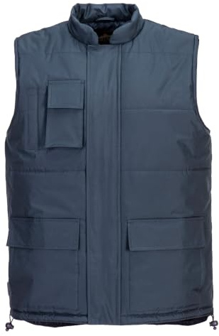 Portwest S415 Bodywarmer Stud Front Opening Phone Pocket Lined and Padded | Navy, Medium, Classic Fit, Polyester PVC Coated, 100% Polyester, Drawcord Adjustable Hem, Water Resistant, Sleeveless