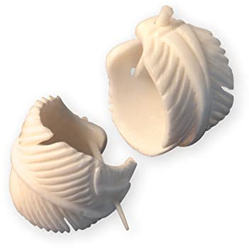 Fly Style Damen Ohrringe Creolen aus Knochen Feder - Natur Damen Schmuck, Materialwahl:Knochen