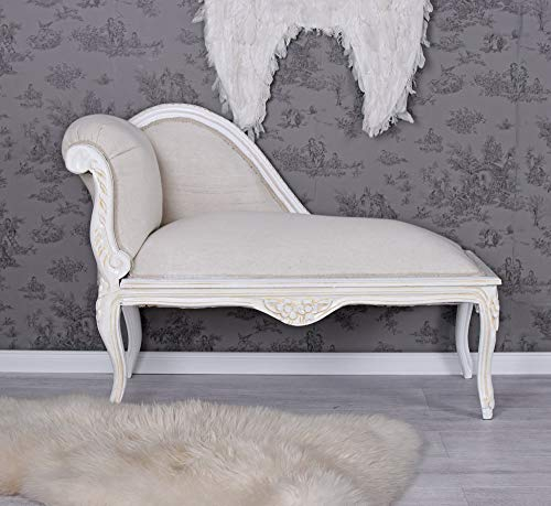 Polsterbank Sofa Barock Recamiere Kanapee Beige Shabby Sitzbank Polsterhocker cat508b01 Palazzo Exklusiv