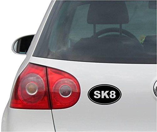 INDIGOS UG Auto Aufkleber SK8 Skater Euro OVAL - schwarz - 139mmx86mm - Autoaufkleber - Tuning - Sticker - Heckscheibe - Fahrrad - Motorrad - UV beständig