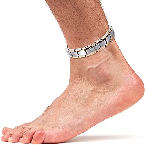 Smarter LifeStyle Elegant Titanium Magnetic Anklet (Large Bracelet/Anklet (26cm): Silver & Rose Gold)