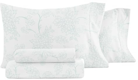 Linen Market 4 Piece Cal King Bedding Sheets Set (Aqua Vine) - Sleep Better Than Ever with These Ultra-Soft & Cooling Bed Sheets for Your California King Size Bed - Deep Pocket Fits 16 Mattress