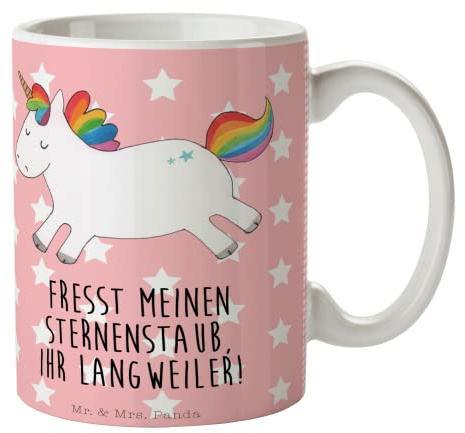 Mr. & Mrs. Panda Tasse Einhorn Happy - Geschenk, Unicorn, Einhörner, glücklich, Teetasse, Lachen, Becher, Lächeln, Bedruckte, kaffeebecher bedruckt, Kaffeetasse