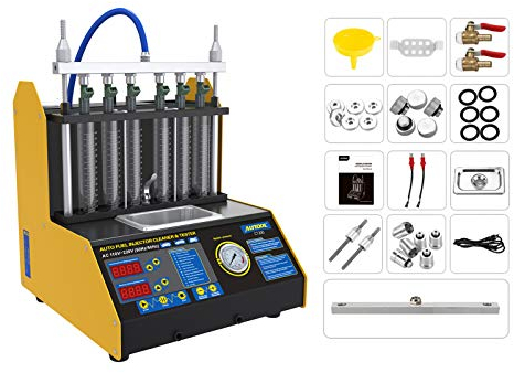 Machine de Nettoyage d'injecteur à Ultrasons de Voiture 220V, Nettoyeur Testeur d'essai de Fuite d'injecteur de Carburant avec 6 Cylindres pour Automobile Moto