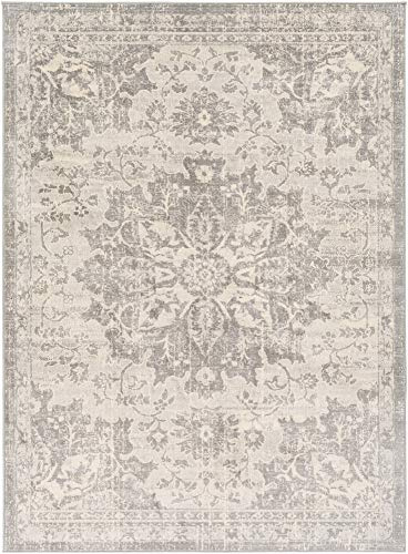 Livabliss Kubu Vintage Rug - Area Rugs for Living Room 200x290 cm, Bedroom - Scandi Neutral Rug, Traditional Patterned Boho Rug Style, Natural Easy Care Pile - Large Rug, Silver, Grey & Ivory Rug
