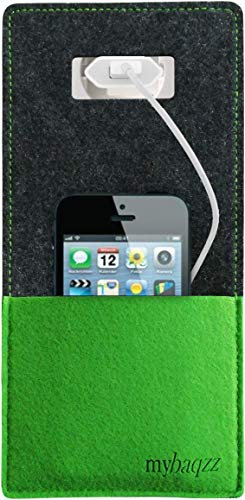 Creavvee Mybagzz Handy Ladetasche, Ladestation aus Filz Anthrazit Grün für Handys, Smartphones und Digitalkameras