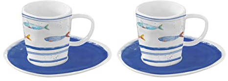 Coffret 2 Tasses à Café 12 cl en Porcelaine en Boit Bord de Mer - 1986BORD - Easy Life, Clair