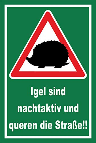 Melis-Folienwerkstatt Schild Igel queren die Straße - 15x10cm - Bohrlöcher - 3mm Hartschaum – 20 VAR S00359-120-E