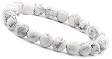 Emilys Gems Kraft - Power - Chakra Armbänder | Dehnbar | 8mm Naturstein - Für Ihr Wohlbefinden - Weisser Jasper