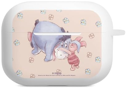 Hülle mit Karabiner kompatibel mit Apple AirPods Pro 1. Generation Case weiß Schutzhülle mit Schlüsselanhänger Disney Winnie Puuh Ferkel Esel