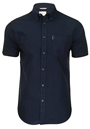 Ben-Sherman Mens Short Sleeve Button Down Oxford Shirt 65095 - Navy Blue
