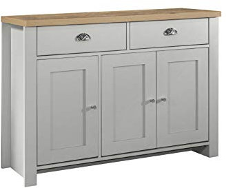 Birlea Highgate 3 Door 2 Drawer Sideboard Grey & Oak Effect