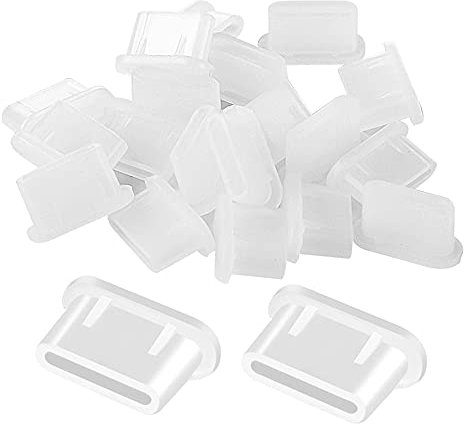 TOPPROS 20 Stück USB Typ C Silikon Schutzkappen Kappe Port Cover Anti-Staub (0,9 x 0,4 x 0,6 cm) Weiß