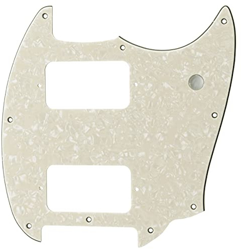 Musiclily Pro 9 Löcher HH Gitarre Schlagbrett 4-lagig Aged White Pearl | Runde Ecke, für Squier Bullet Series Mustang E-Gitarre