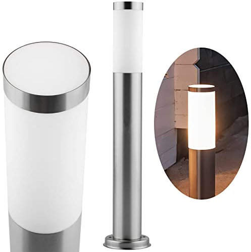 Lumiled Wegeleuchte Außen Pollerleuchte Sockelleuchte Außenstehleuchte Stehlampe Außenleuchte Gartenleuchte Wegelampe stehend 65cm IP44 Silber Edelstahl E27 Fassung Säulenlampe Pfostenlichter