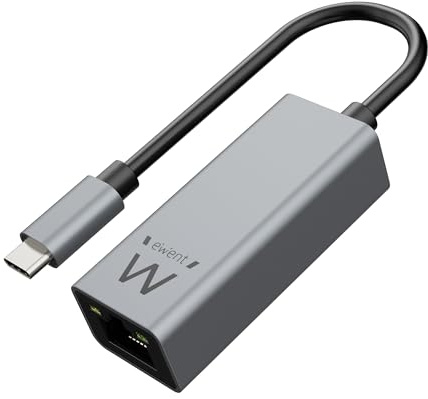 Ewent USB C Gigabit 1000Mbps Ethernet Adapter LAN-Netzwerkkarte Typ USB C auf RJ45 für PC, Mac, iPad Pro 2020 Huawei Matebook Aluminium