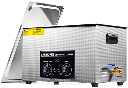 CREWORKS 30L Pulitore Ultrasuoni con 600W Riscaldatore e Timer 600W Vasca Ultrasuoni in Acciaio Inossidabile con Modalità Degas e Delicata Pulizia Ultrasuoni per Laboratorio Utensili e Ricambi Auto